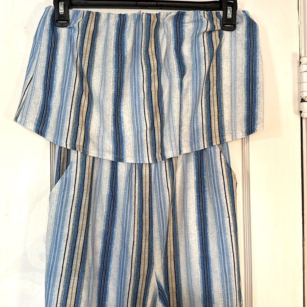 Strapless striped jumpsuit